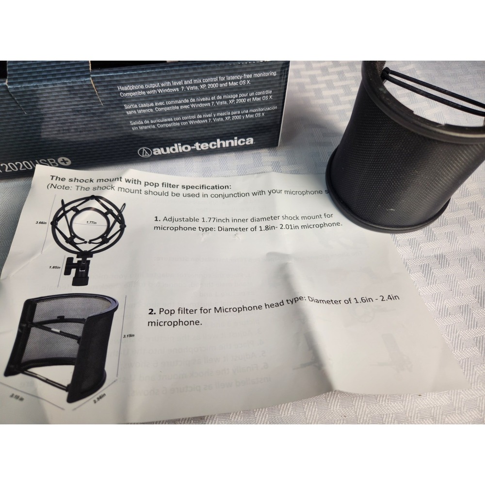 NEW! Original Audio Technica At2020USB-X USB Microphone w/Bag, + Shock Pop Filte - Picture 13 of 13